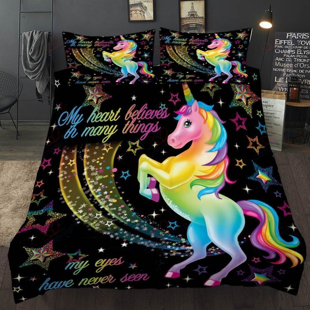 Black Unicorn Rainbow Bedding Set