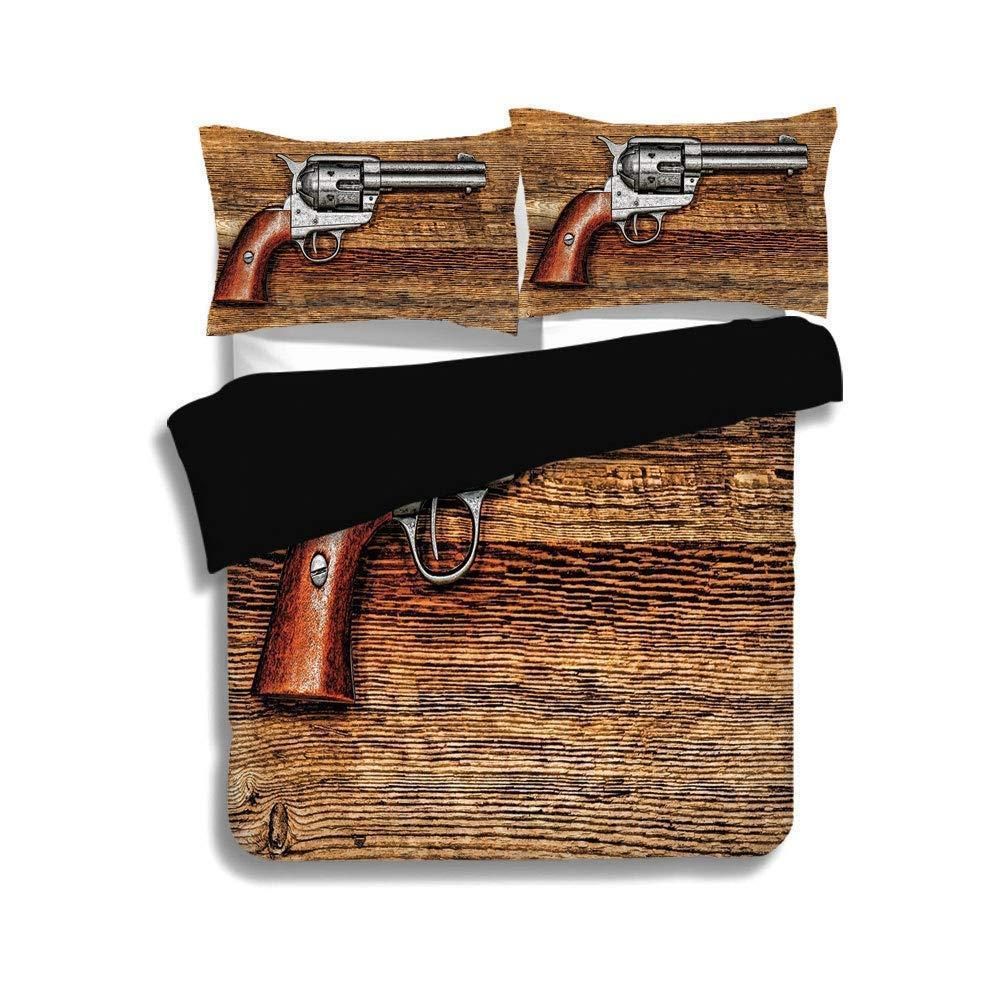 Black Western Old Style Revolver Antique Six Shooter Gun Bedding Set