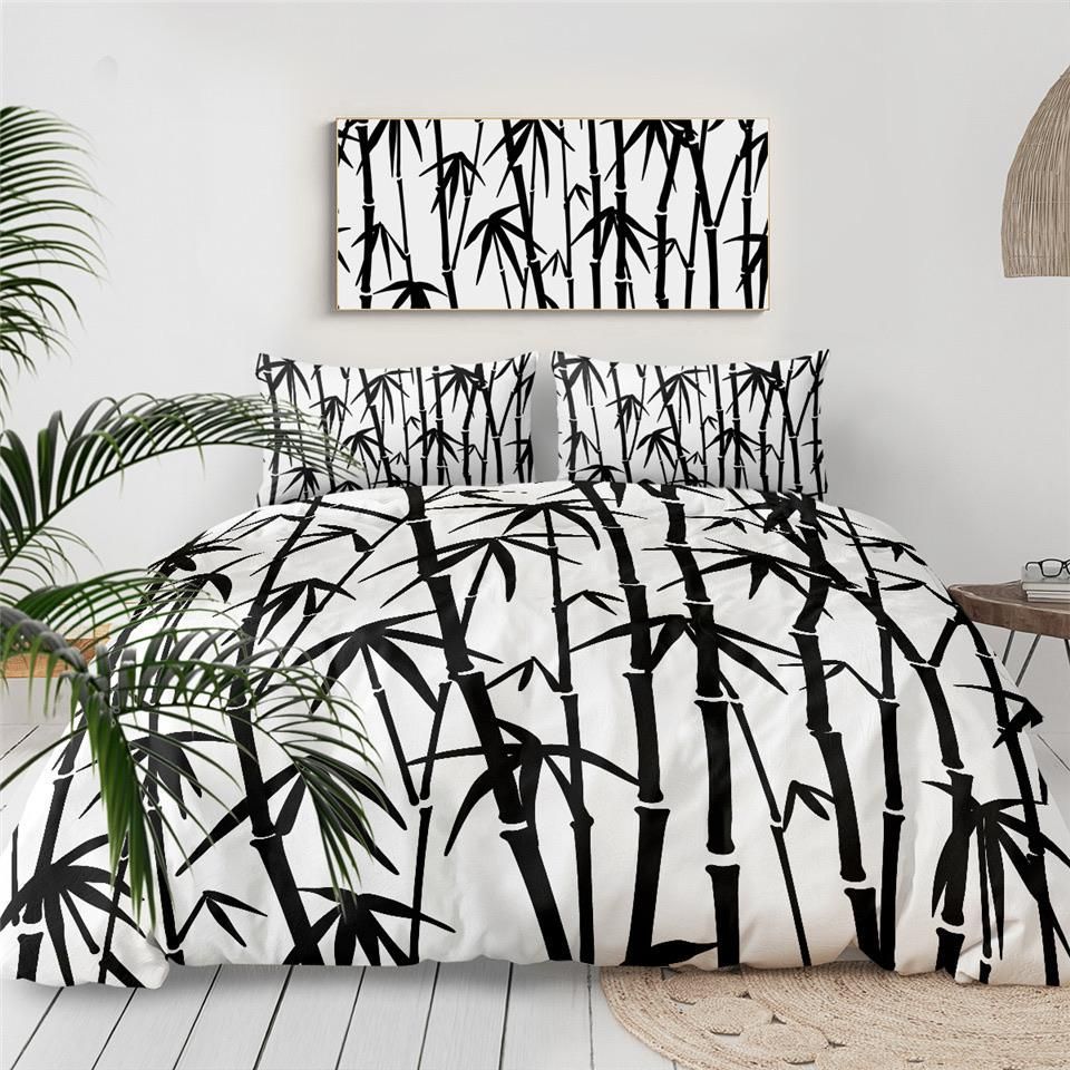 Black White Bamboo Bedding Set