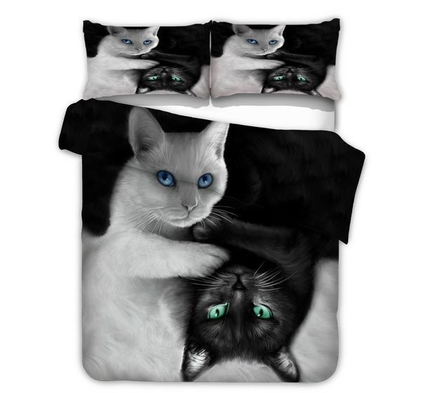 Black White Cat Bedding Set