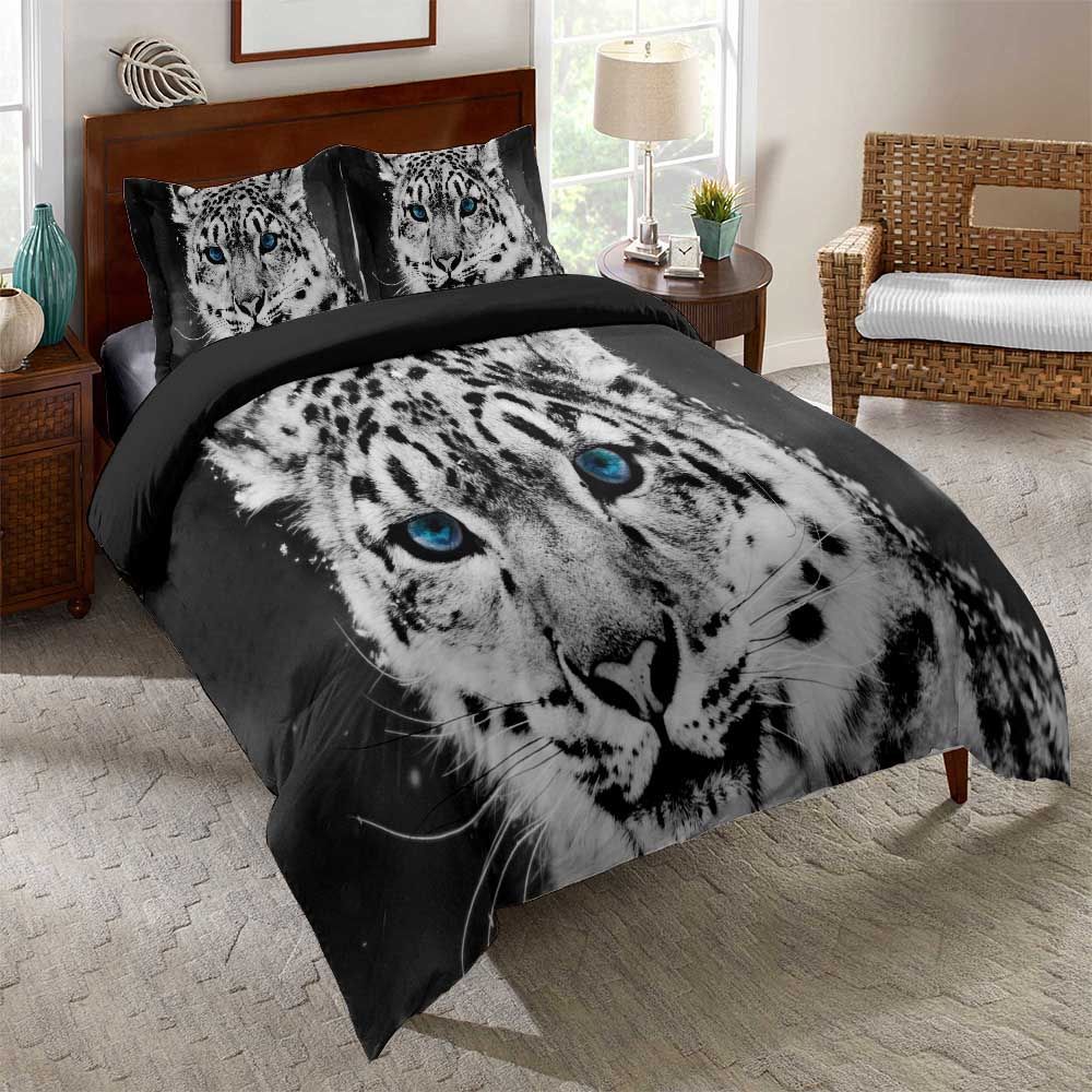 Black White Cheetah Printed Bedding Set
