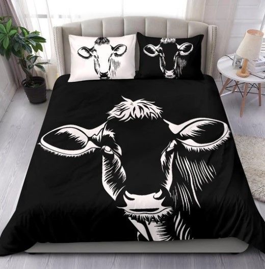 Black White Cow Bedding Set