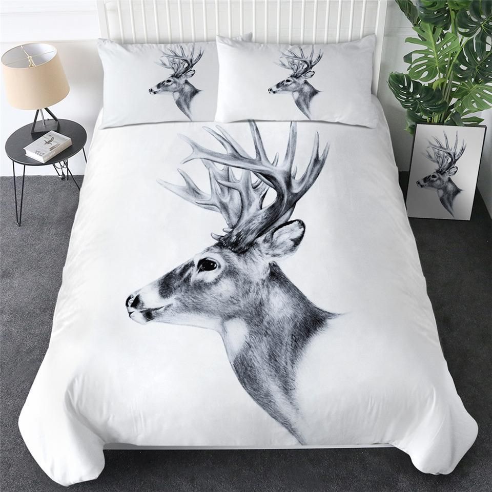 Black White Elk Bedding Set