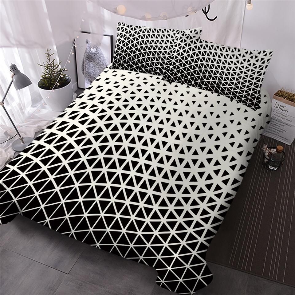 Black White Geometric Abstract Bedding Set