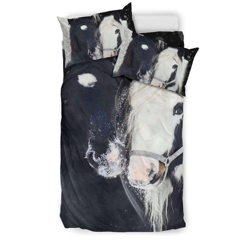 Black White Horses Bedding Set