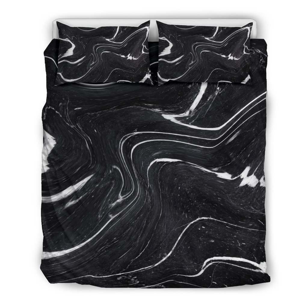 Black White Liquid Marble Bedding Set