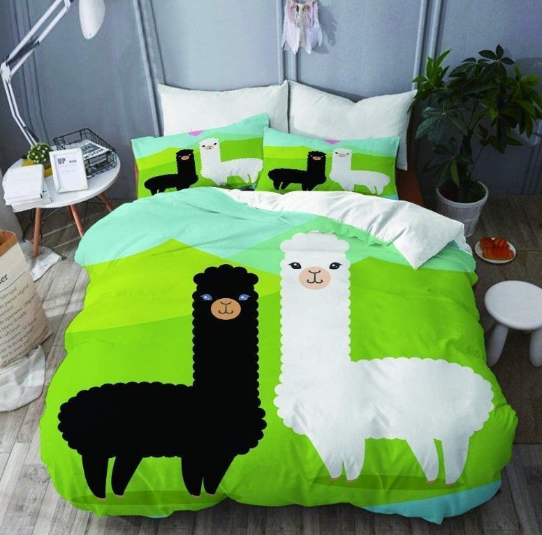 Black White Llama Bedding Set