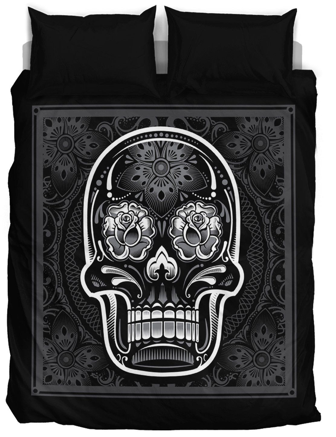 Black White Skull Art Bedding Set