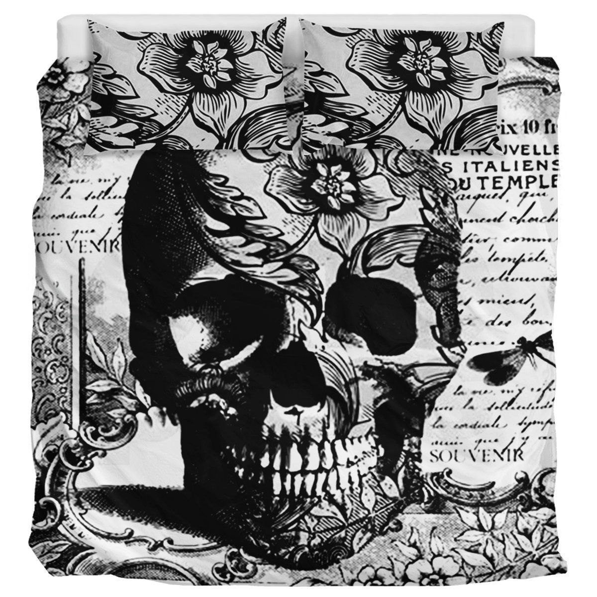 Black White Skull Bedding Set