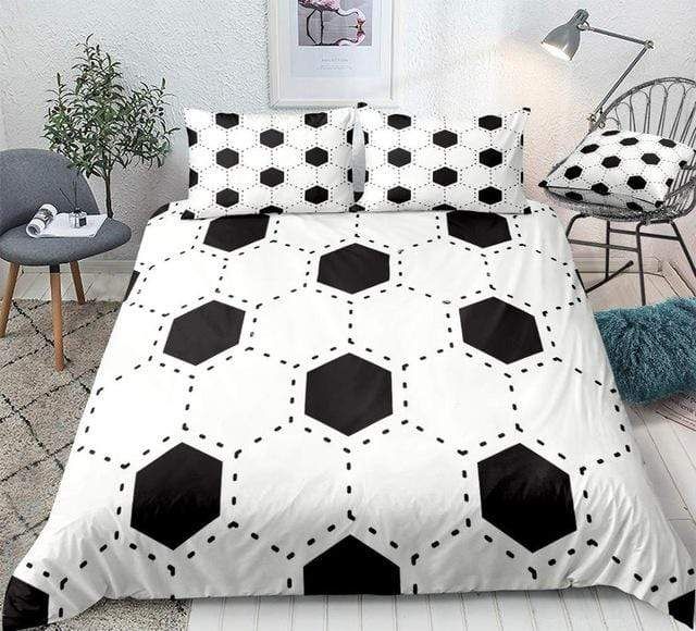 Black White Soccer Ball Bedding Set