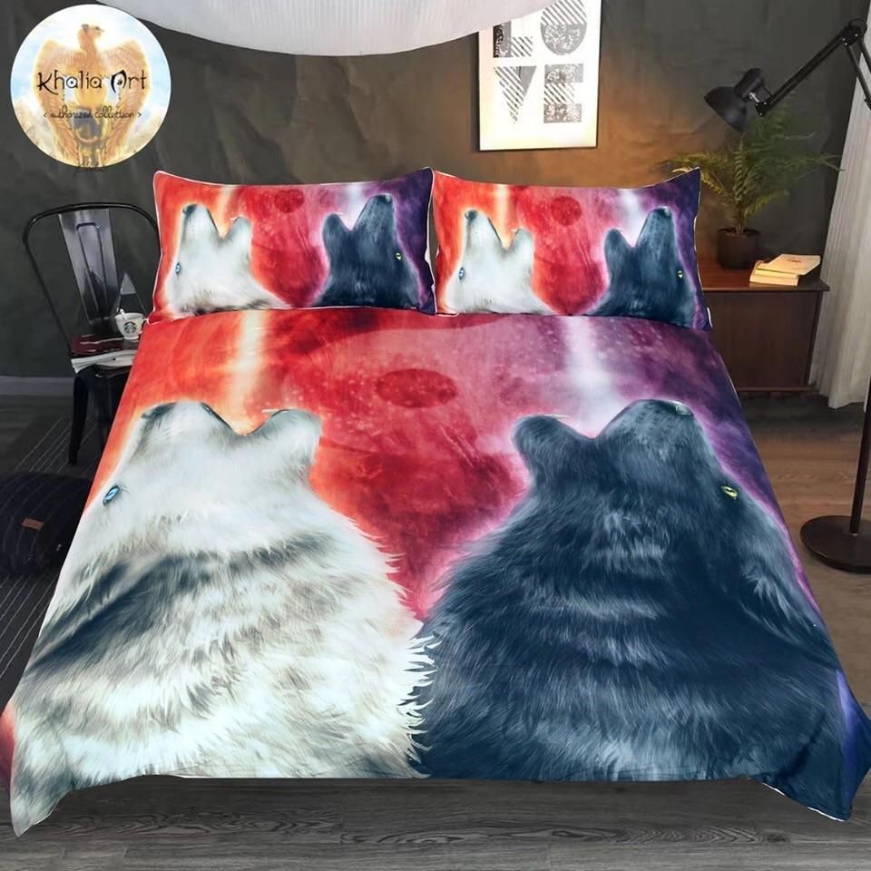Black White Wolf Bedding Set