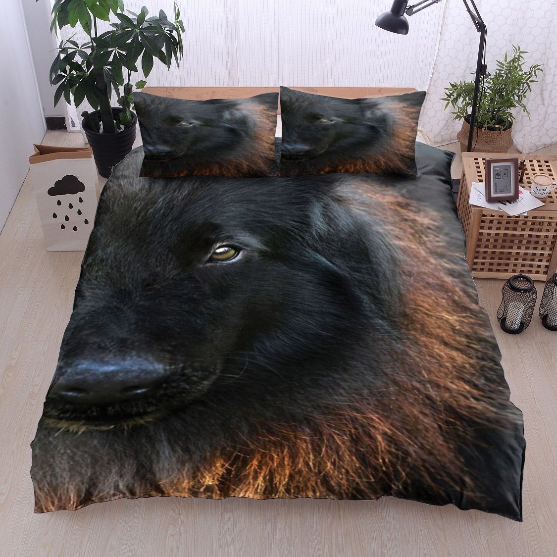 Black Wolf Bedding Set