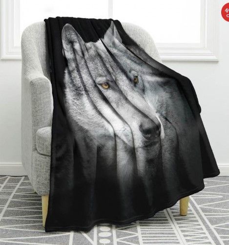 Black Wolf Sherpa Fleece Blanket