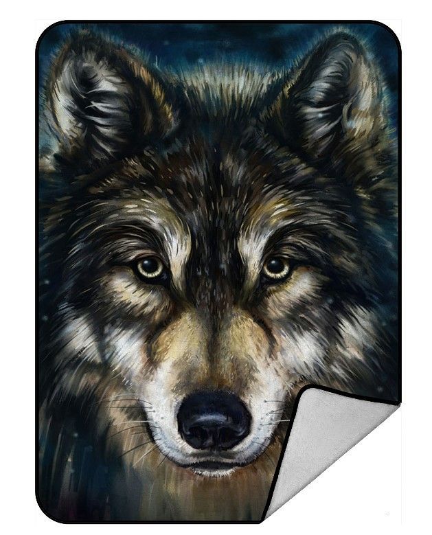 Black Wolf Sherpa Fleece Blanket
