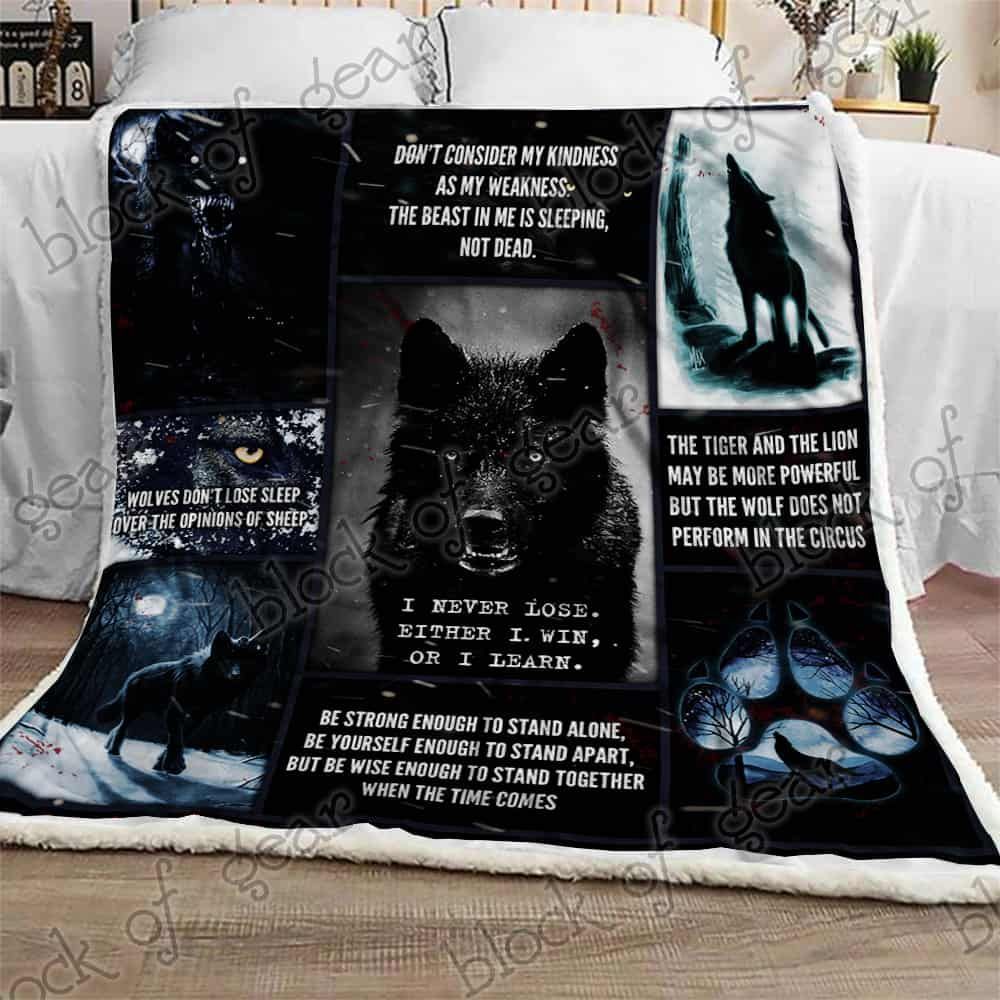 Black Wolf Fleece Blanket