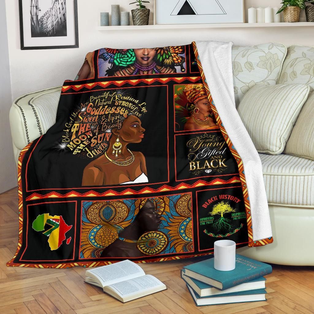 Black Woman African Sherpa Fleece Blanket