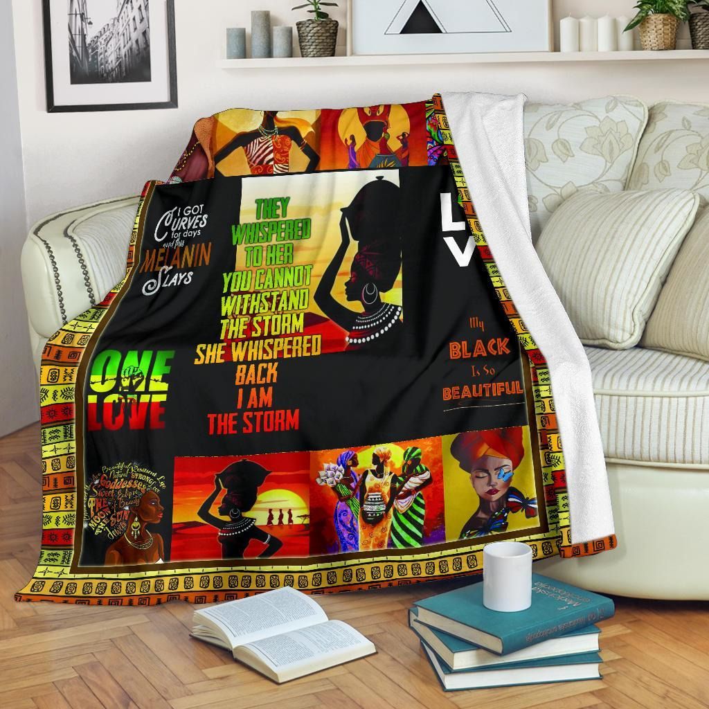 Black Woman African Sherpa Fleece Blanket