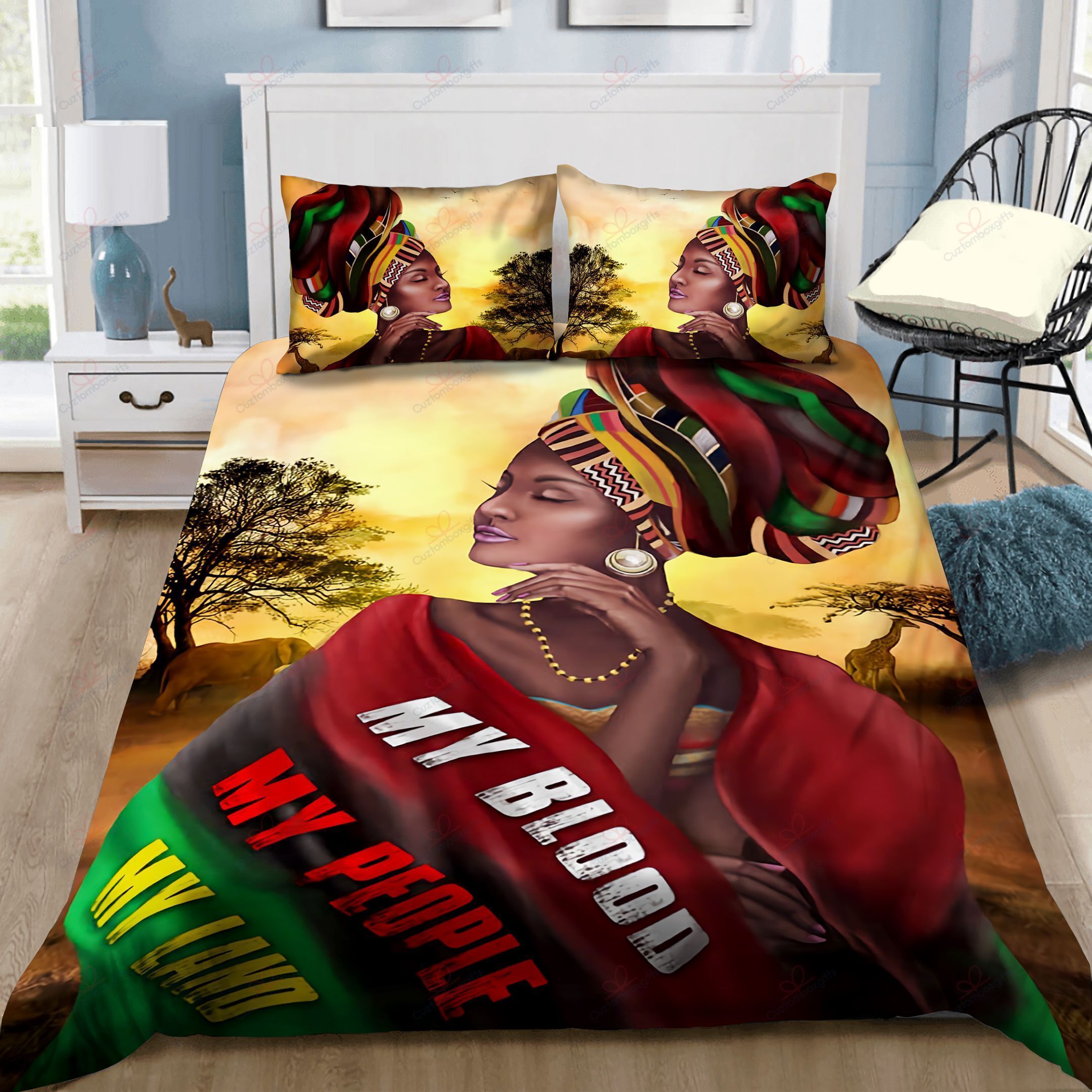 Black Woman African Pride My Blood My Land Bedding Set