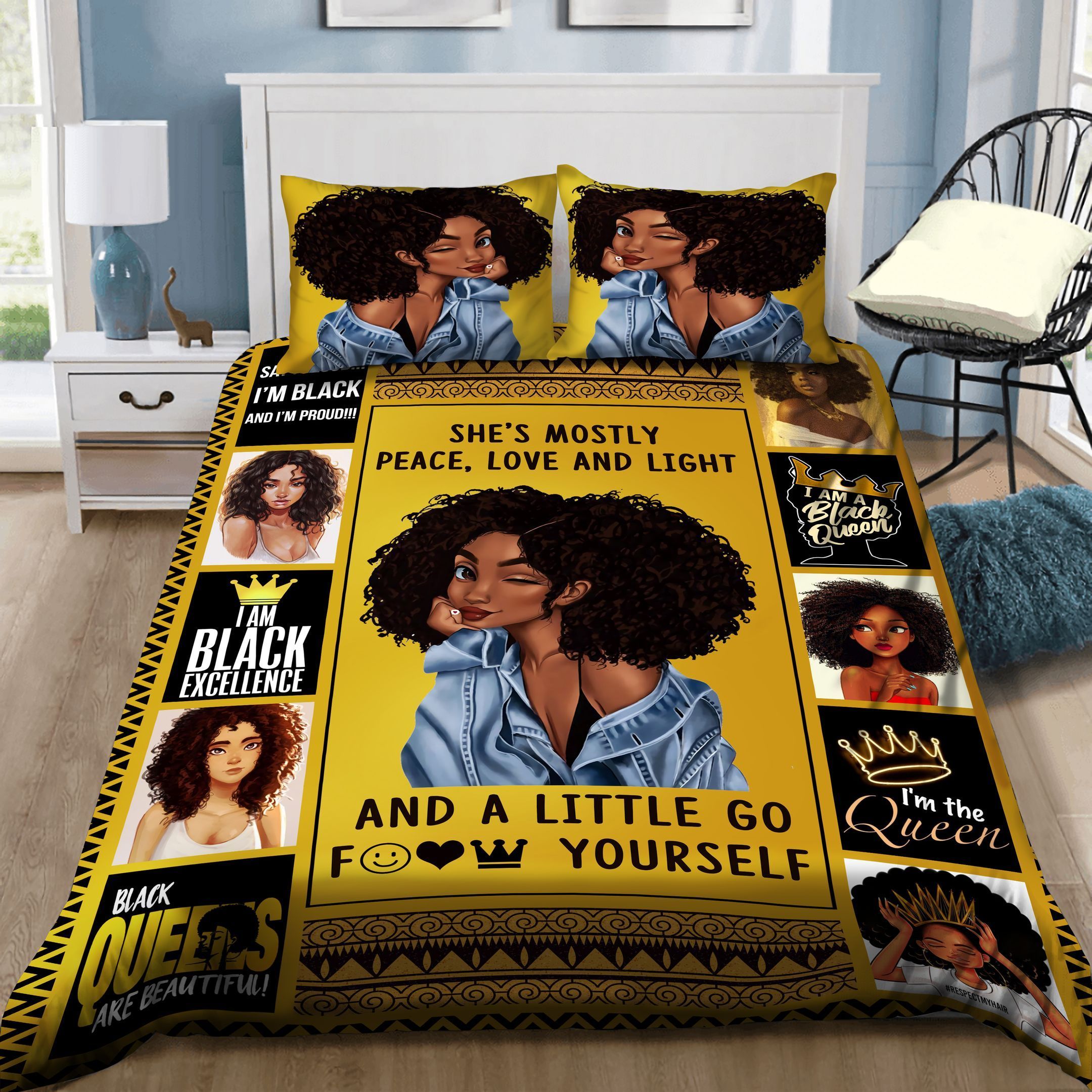 Black Woman And A Little So For Yourself Bedding Set