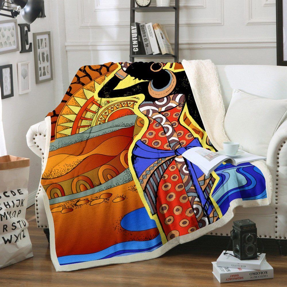 Black Woman Sherpa Fleece Blanket