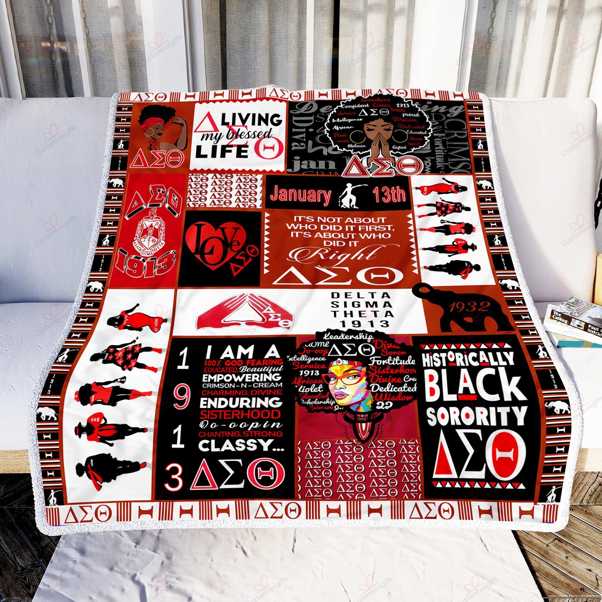 Black Woman Delta Sigma Theta Sherpa Fleece Blanket