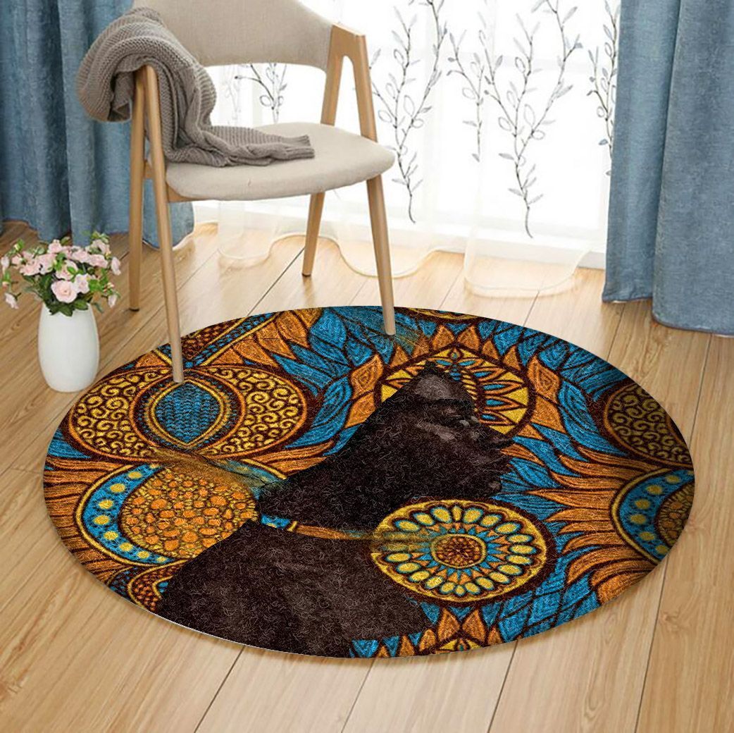 Black Woman Round Carpet