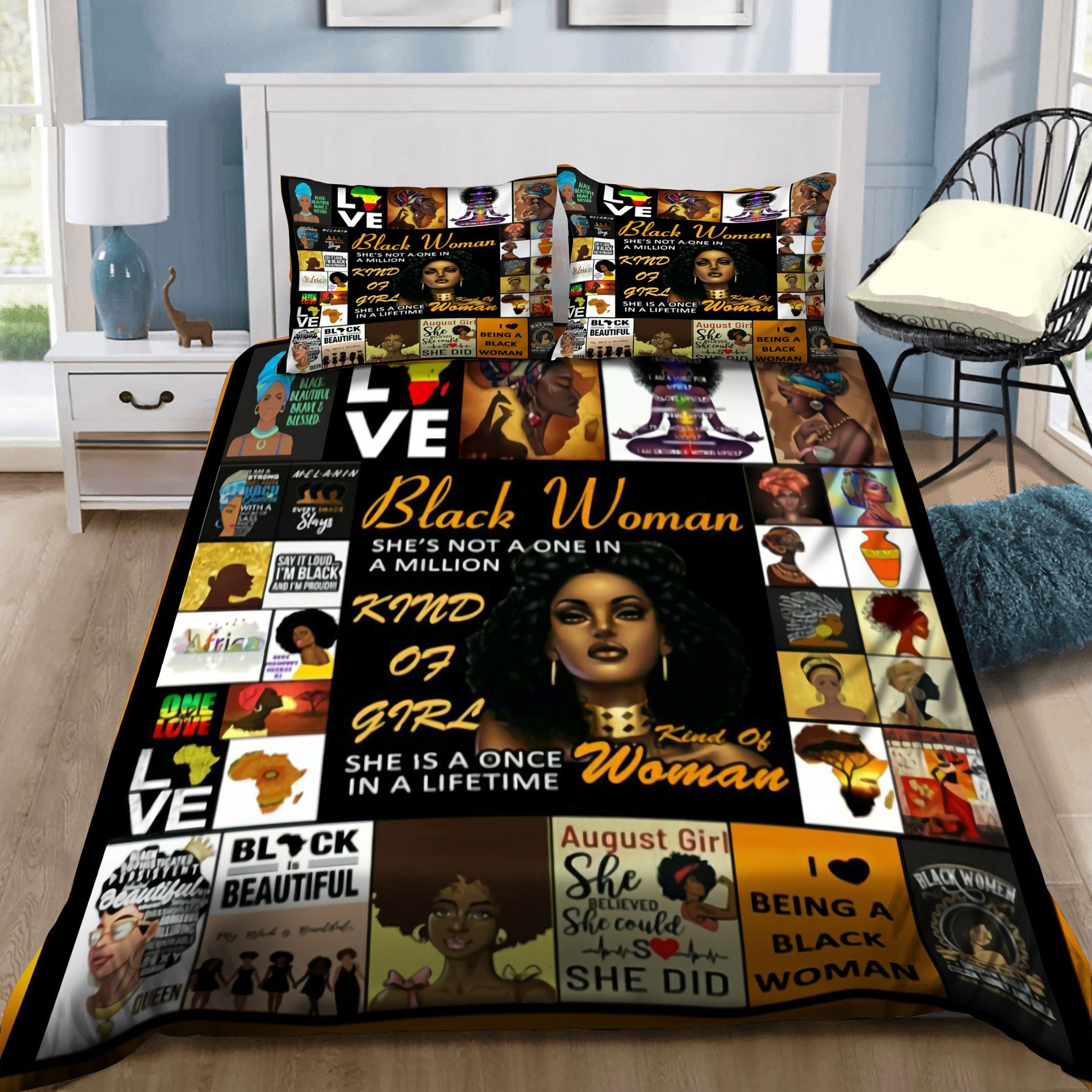 Black Woman King Of Girl Bedding Set