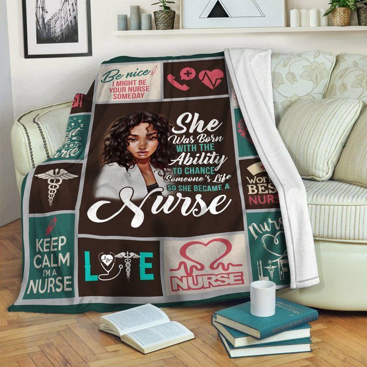 Black Woman Nurse Sherpa Fleece Blanket