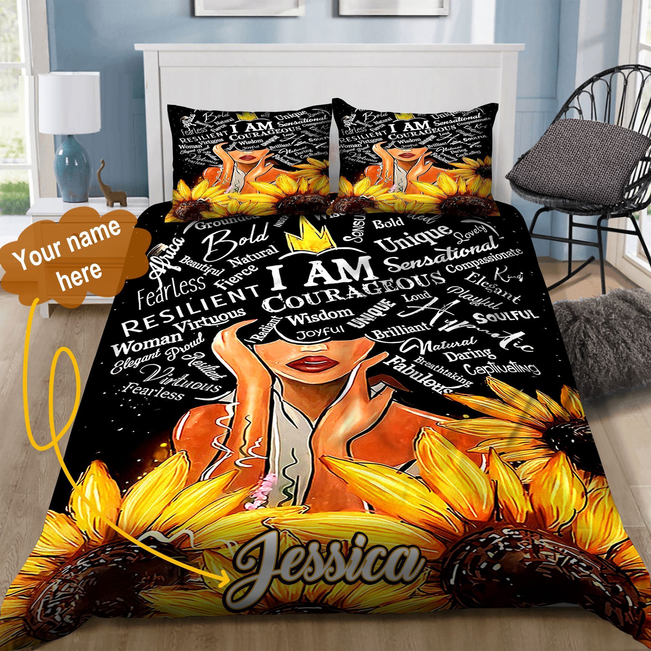 Black Woman Personalized Bedding Set