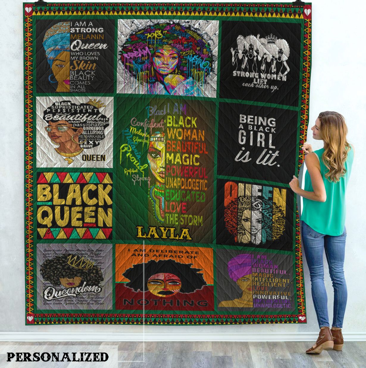 Black Woman Personalized Quilt Blanket C9B050601CT