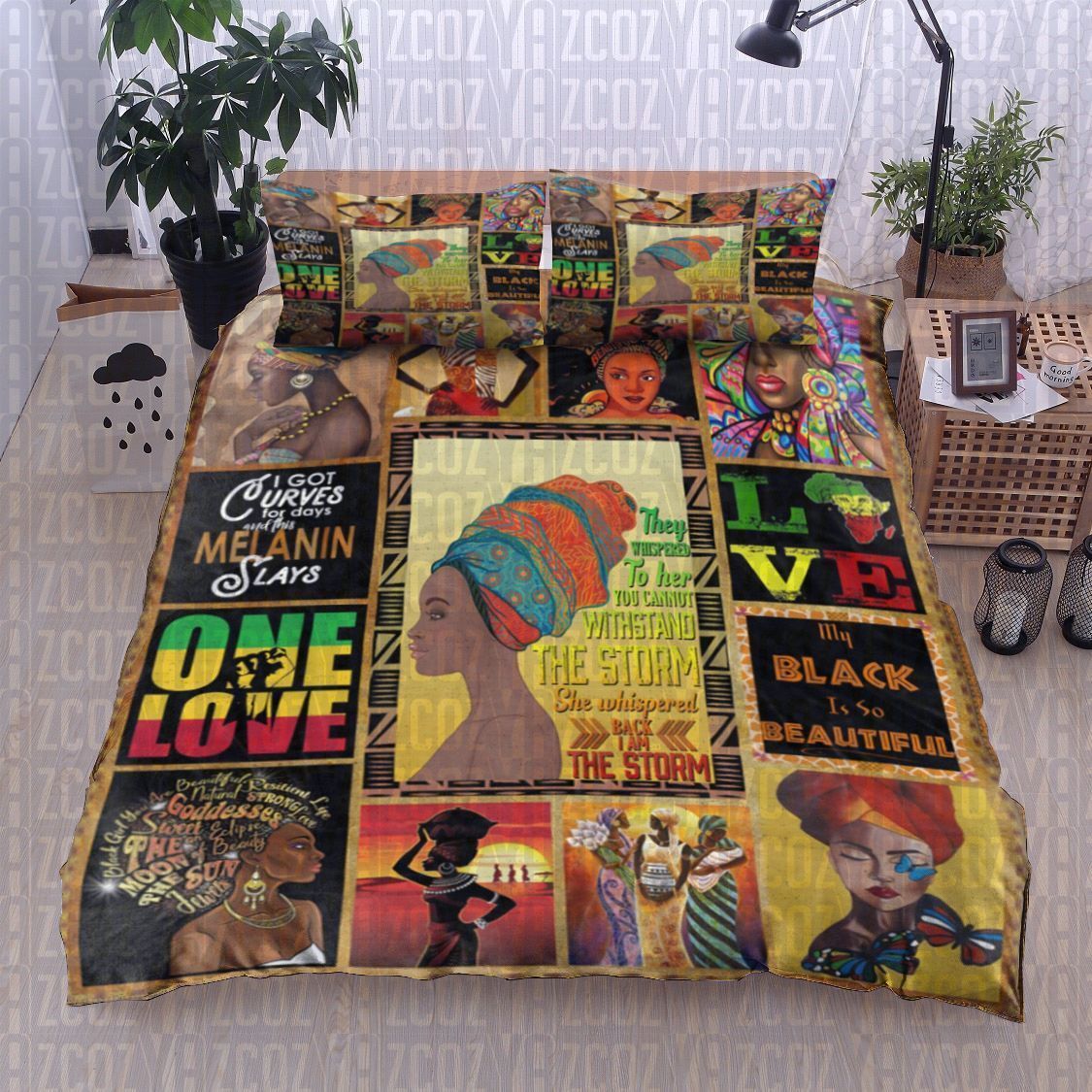 Black Women Africa Bedding Set