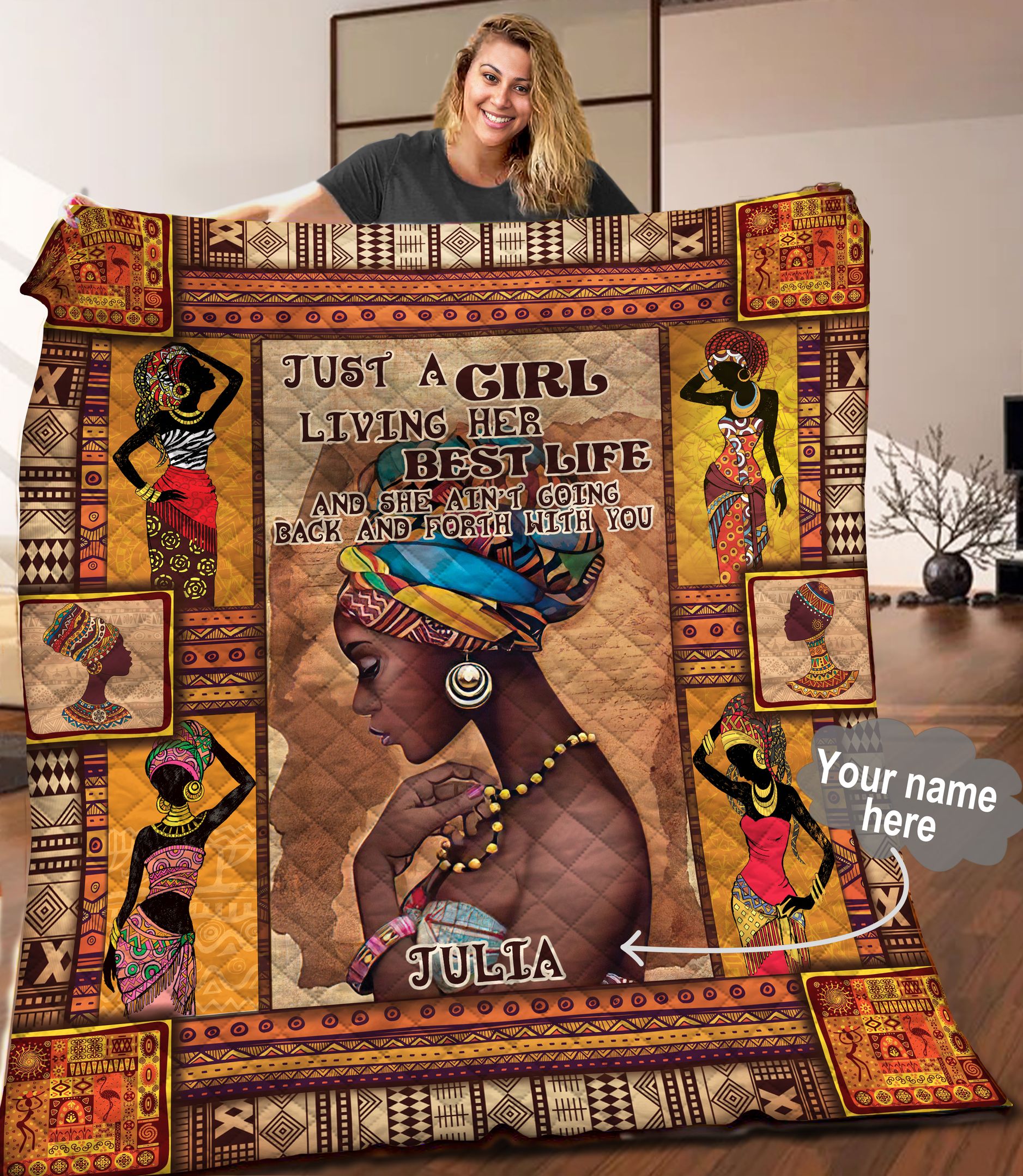 Black women Africa Personalized Quilt Blanket C9B060601TA