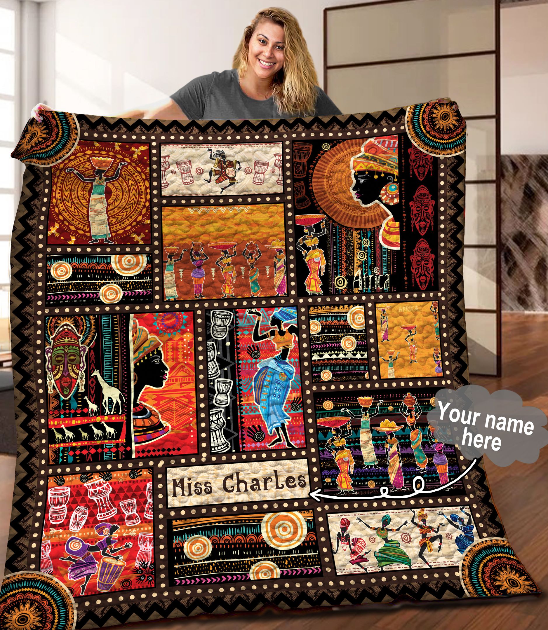 Black Women Africa Personalized Quilt Blanket C9B110604TA