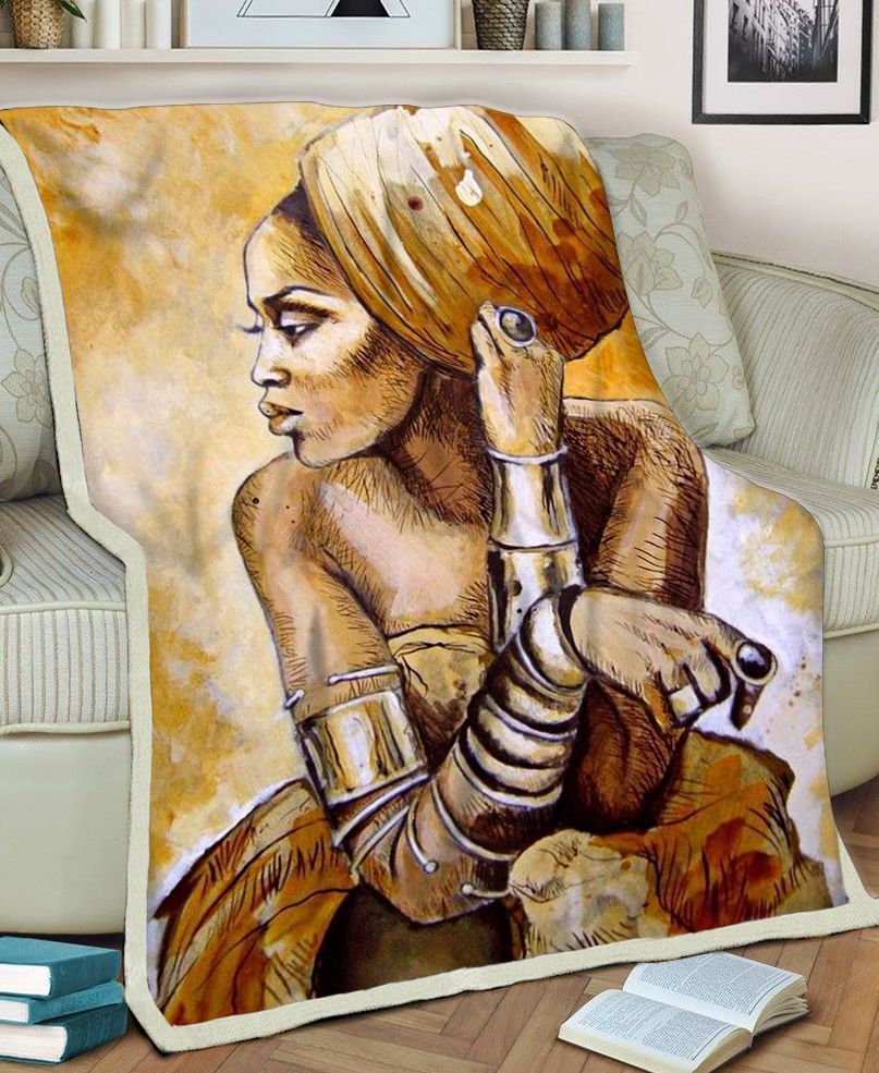 Black Women African Magical Sherpa Fleece Blanket