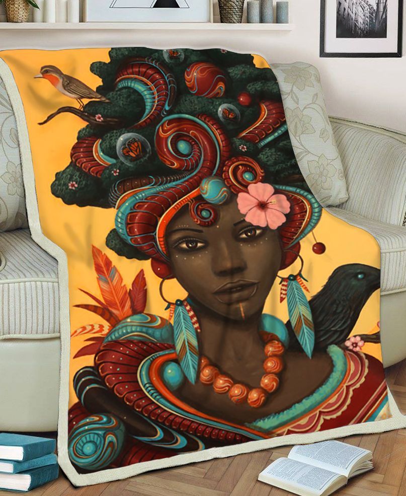 Black Women African Mystery Sherpa Fleece Blanket