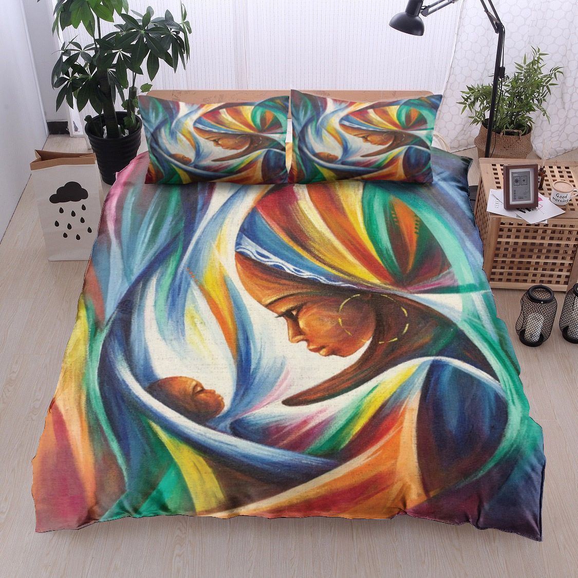 Black Women And Child Bedding Set