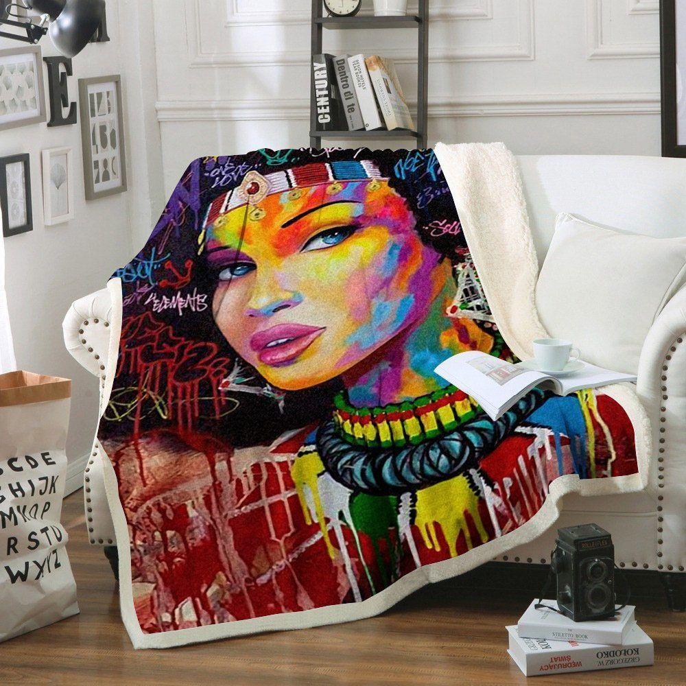 Black Women Sherpa Fleece Blanket