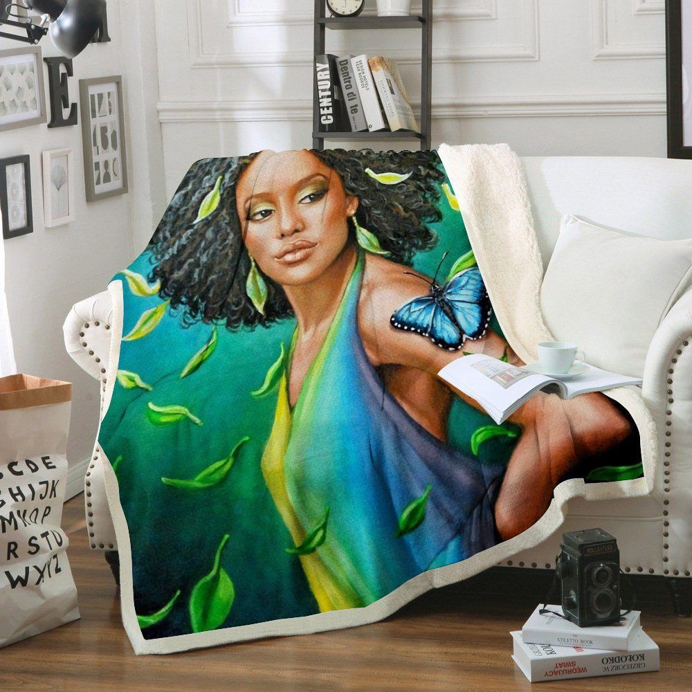 Black Women Sherpa Fleece Blanket