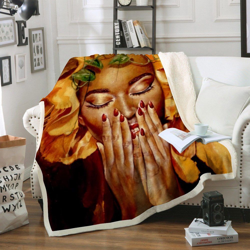 Black Women Sherpa Fleece Blanket