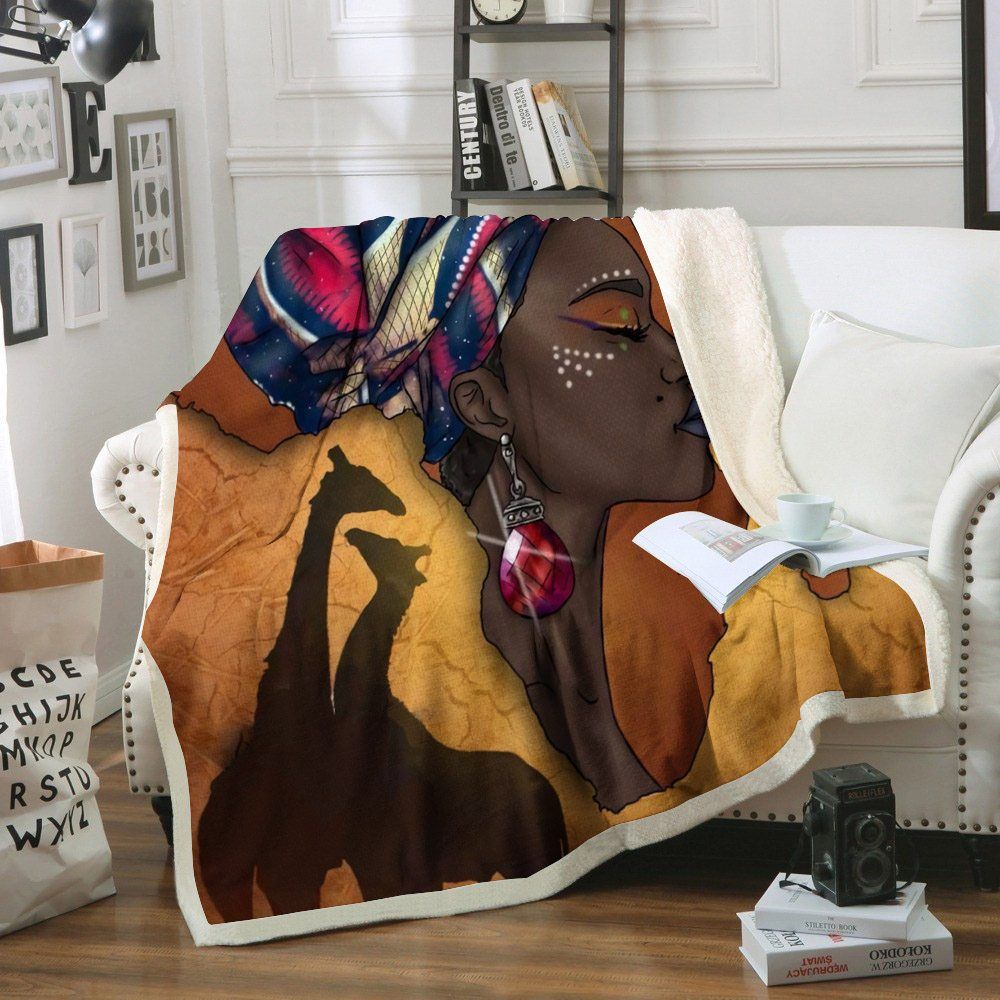 Black Women Sherpa Fleece Blanket
