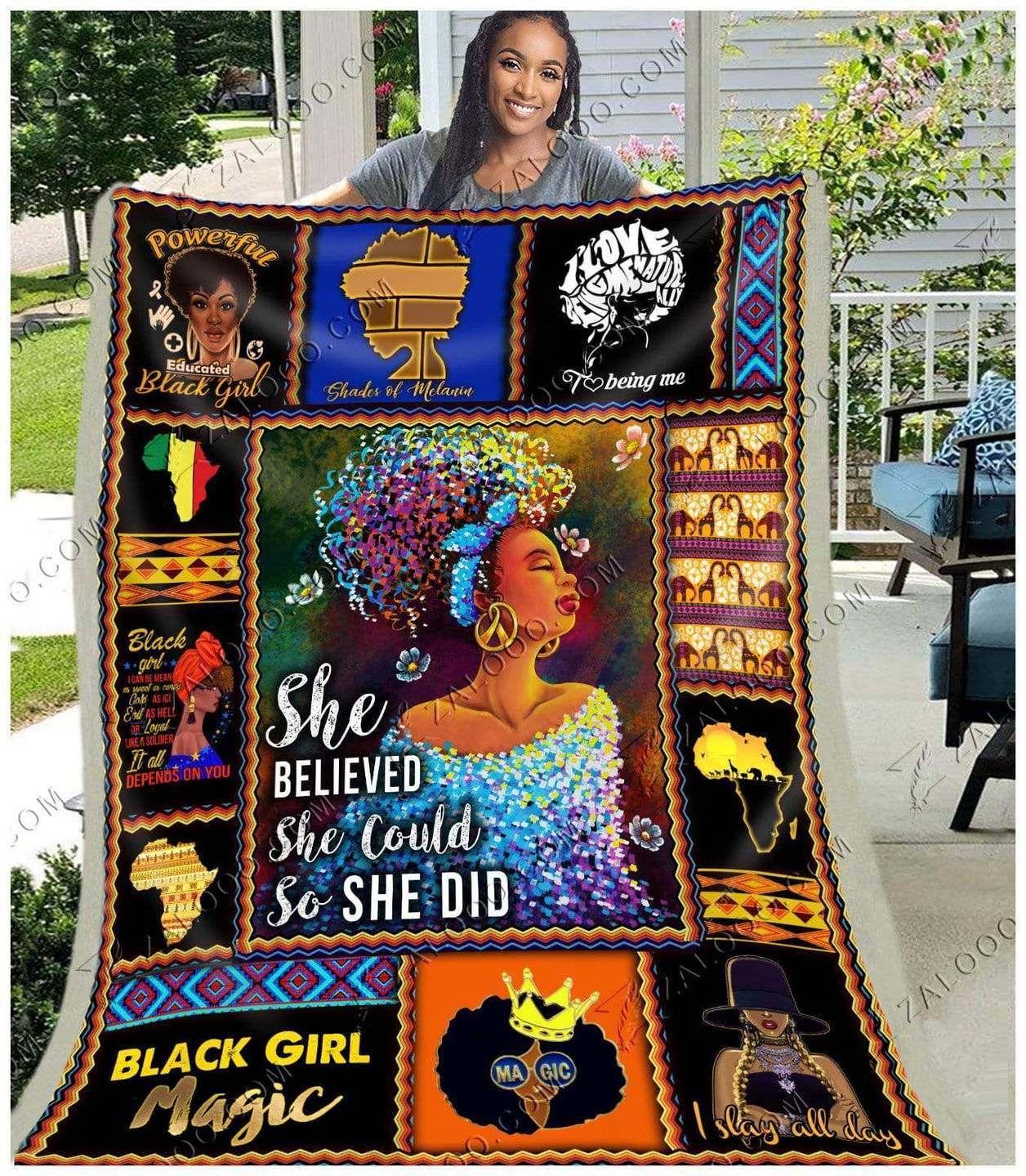 Black Women Sherpa Fleece Blanket
