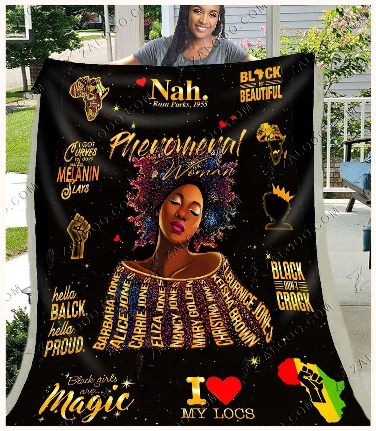 Black Women Sherpa Fleece Blanket