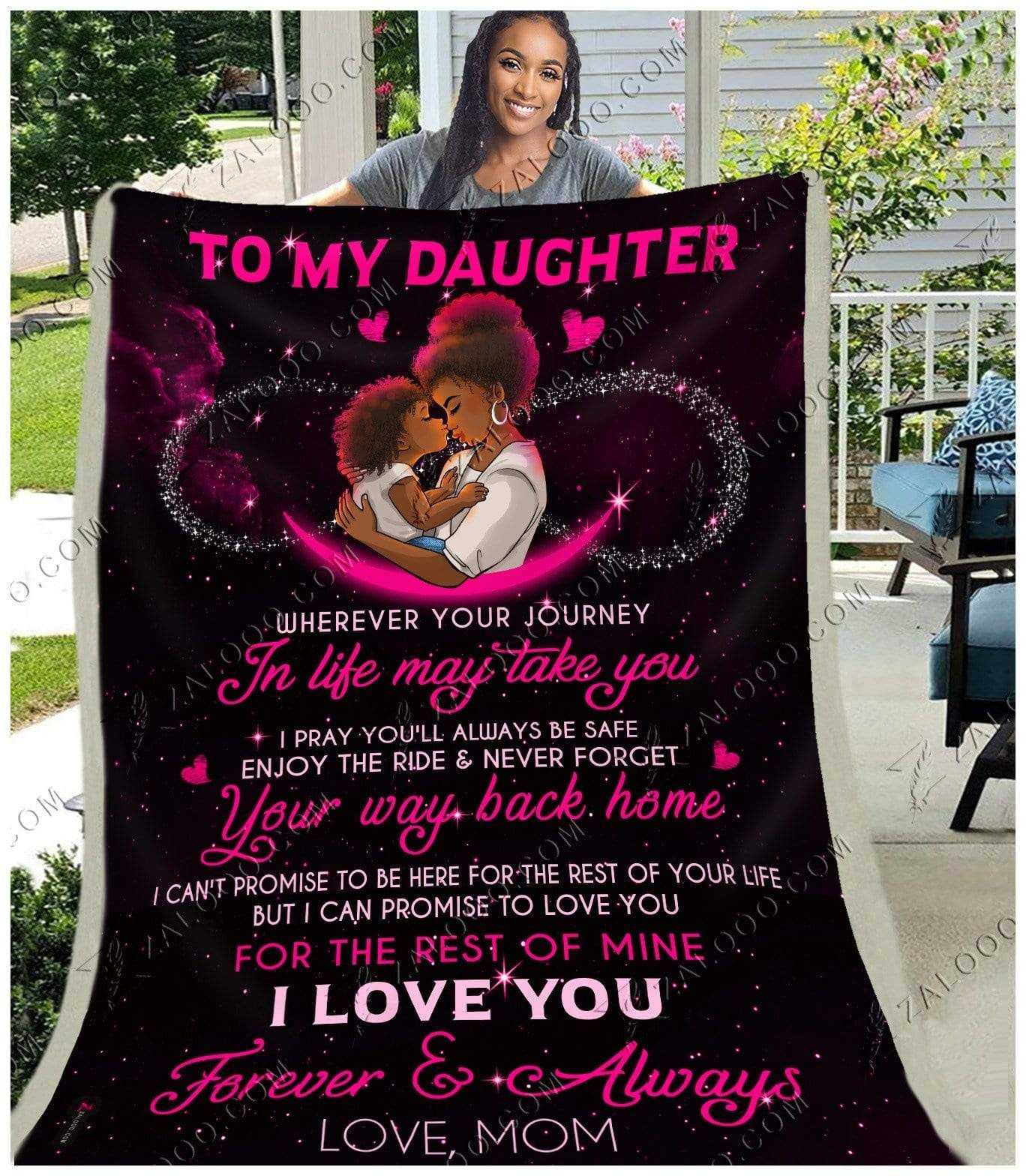 Black Women Daughter Do Not Let Today Troubles Bring You Down Sherpa Fleece Blanket