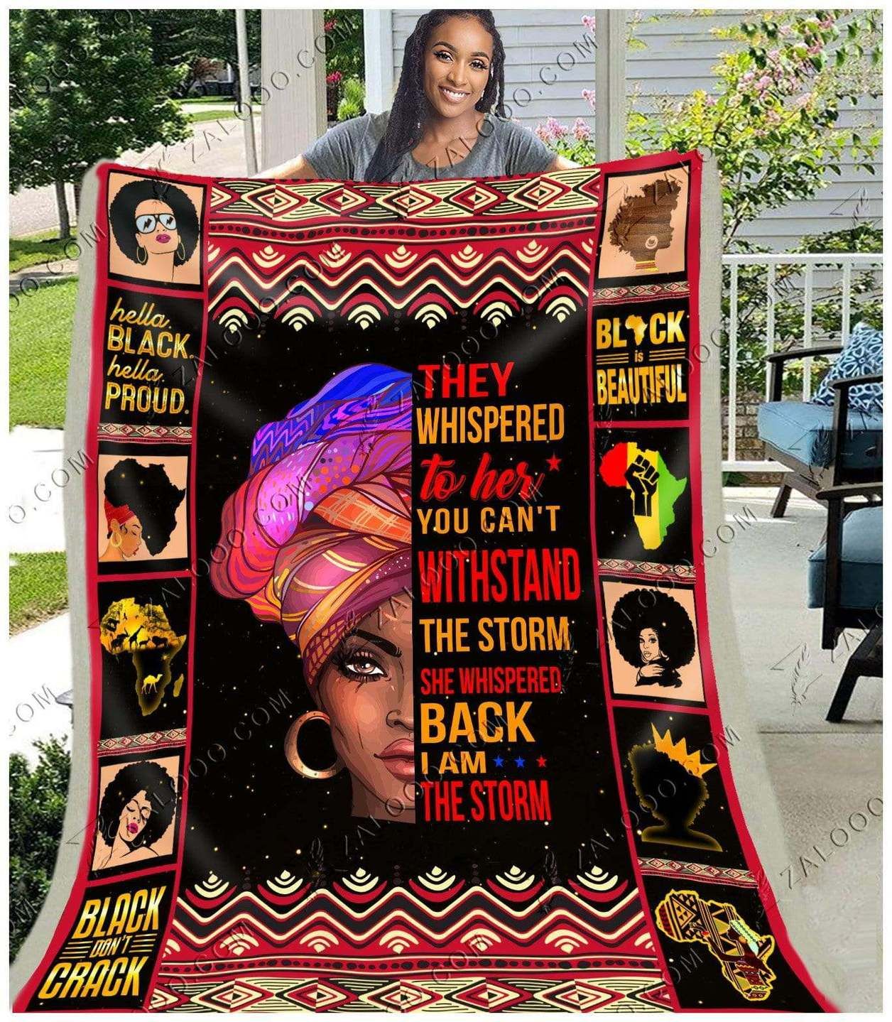 Black Women Guinea Sherpa Fleece Blanket
