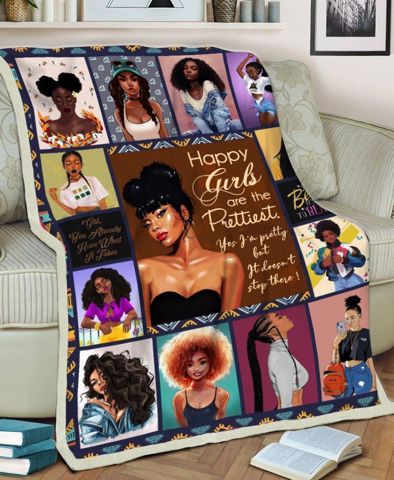 Black Women Happy Girls Are The Prettiest Sherpa Fleece Blanket