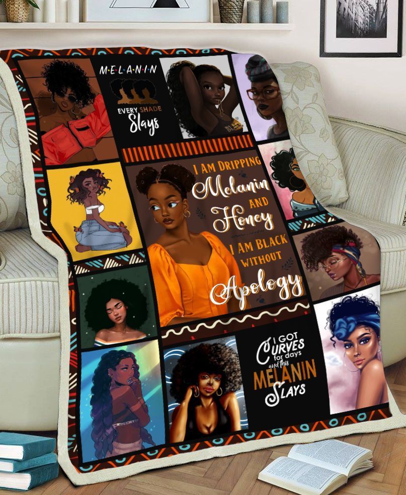 Black Women I Am Dripping Melanin And Honey Sherpa Fleece Blanket