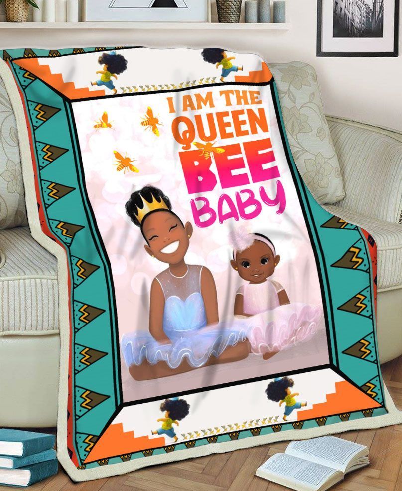 Black Women I Am The Queen Bee Baby Sherpa Fleece Blanket