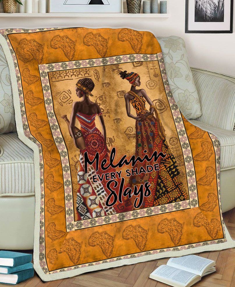 Black Women Melanin Every Shade Slays Sherpa Fleece Blanket