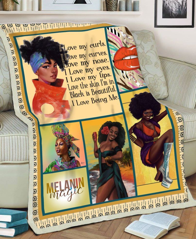 Black Women Melanin Magic Sherpa Fleece Blanket
