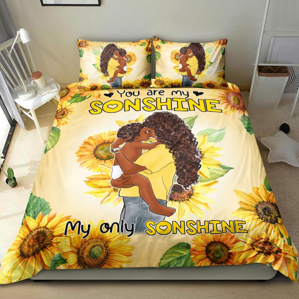 Black Women Mom And Son You Are My Sunshine Bedding Set